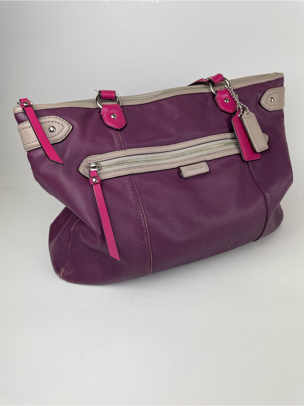 Vintage COACH Purple Leather Daisy Spectator Emma Tote Bag